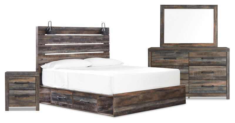Naylon 6-Piece King Bedroom Set with Side Storage - Brown
