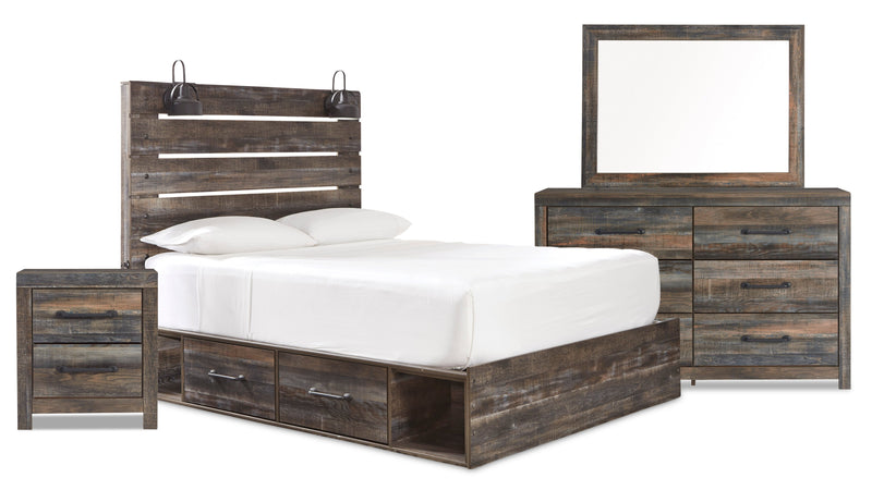 Naylon 6-Piece Queen Bedroom Set with Side Storage - Brown