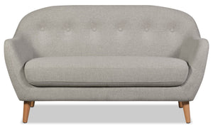 Mona Linen-Look Fabric Loveseat - Light Grey