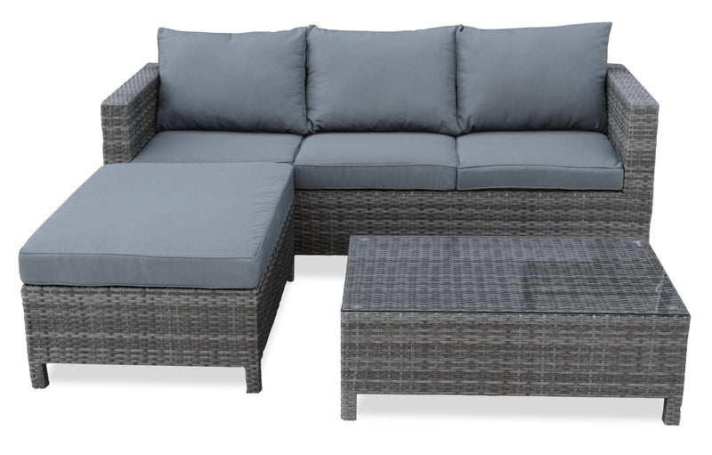 Manila 3-Piece Patio Conversation Set - Dark Grey