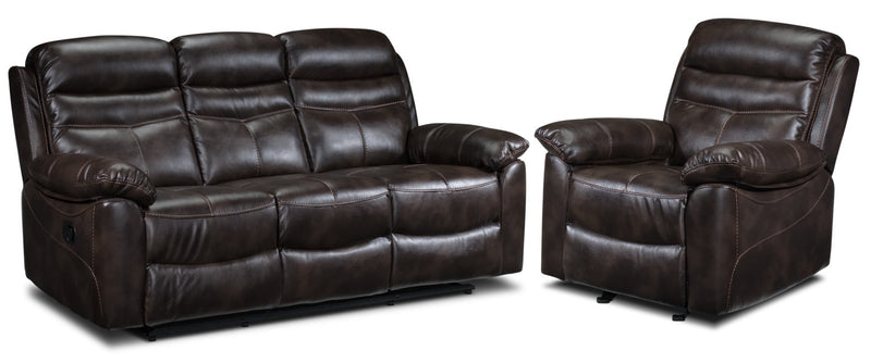 Pairle Reclining Sofa and Recliner Set - Brown