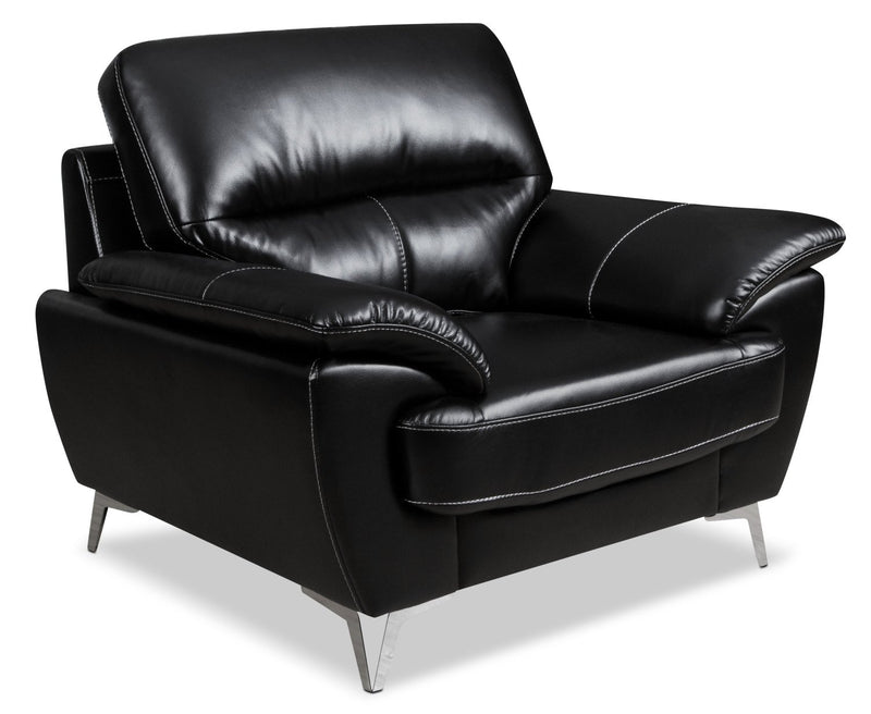 Protter Leather-Look Fabric Chair - Black