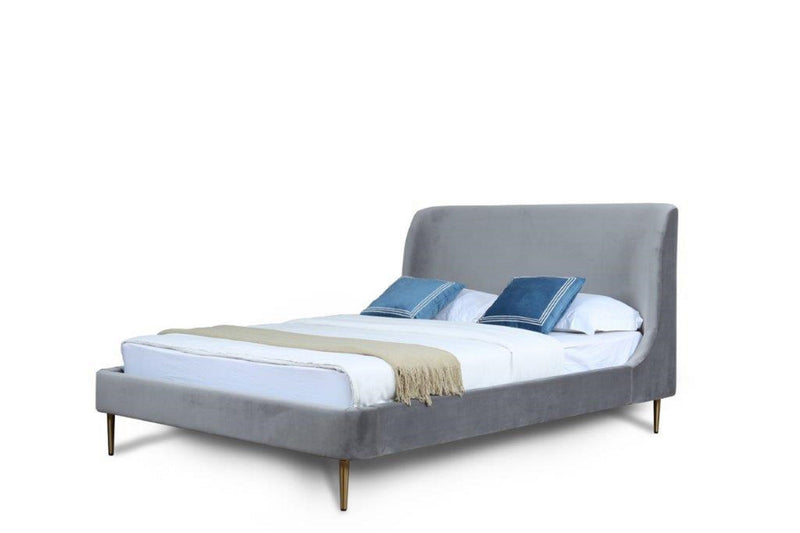 Stege Velvet Full Bed - Grey