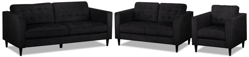 Julianstown Sofa, Loveseat and Chair Set - Charcoal