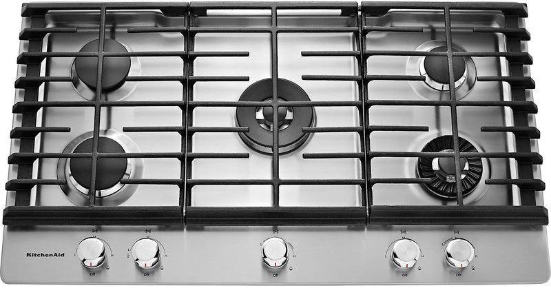 KitchenAid 36" 5- Burner Gas Cooktop with Griddle - Stainless Steel