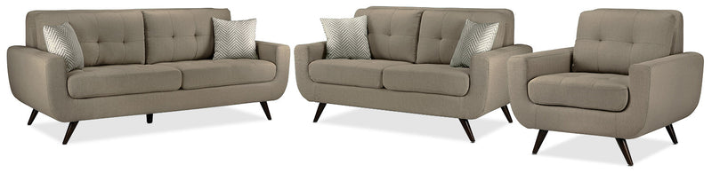 Eloise Sofa, Loveseat and Chair Set - Grey