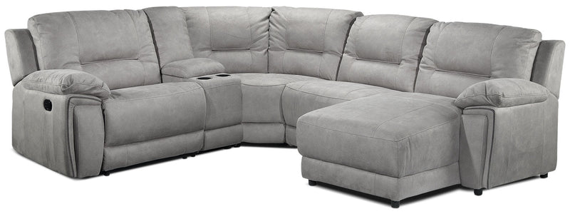 Halcyon 5-Piece Reclining Sectional with Right-Facing Chaise - Light Grey