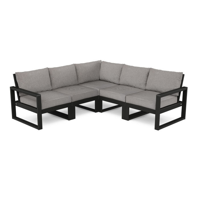 POLYWOOD® EDGE 5 Pc Modular Deep Seating Set - Black/Grey Mist