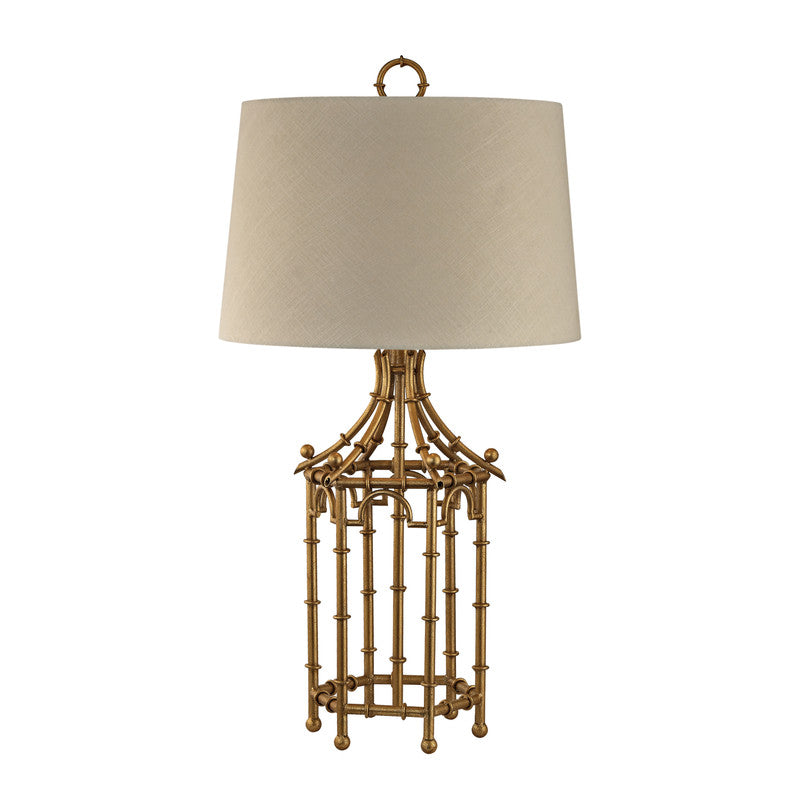 Areias Linen Table Lamp - Gold Leaf/Off White