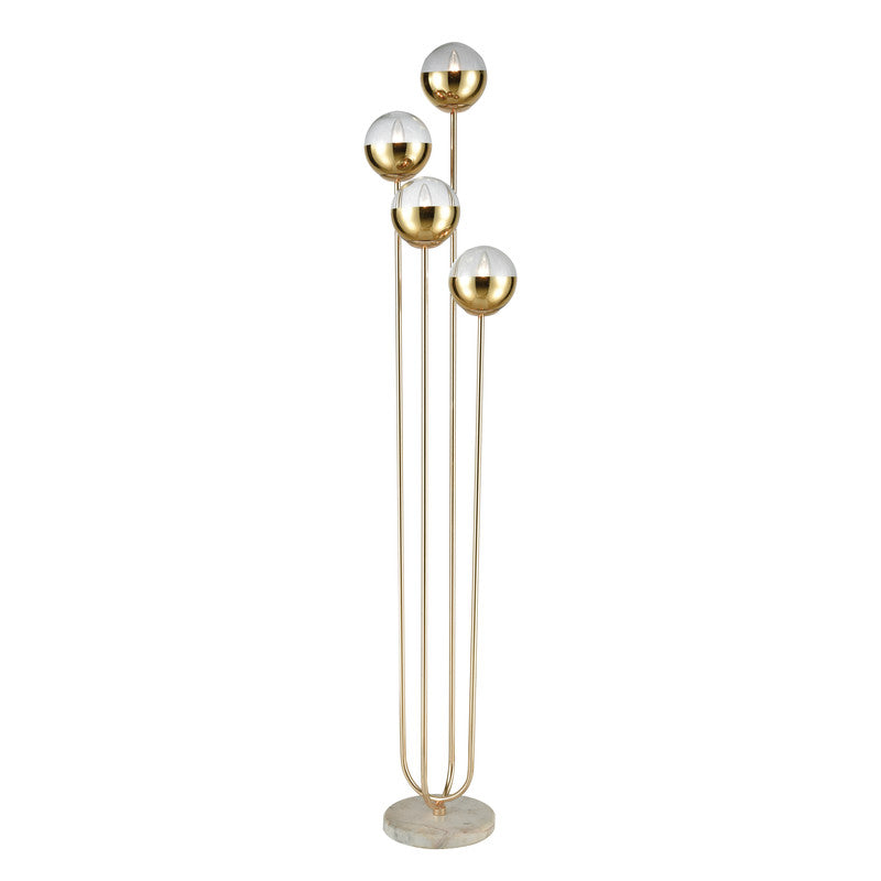 Dayly Marble 4-Light Floor Lamp - Gold/Clear Glass