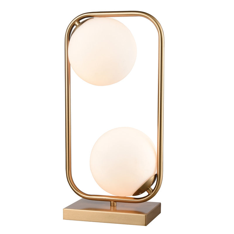 Aswell II 2-Light Table Lamp - Aged Brass/White Glass