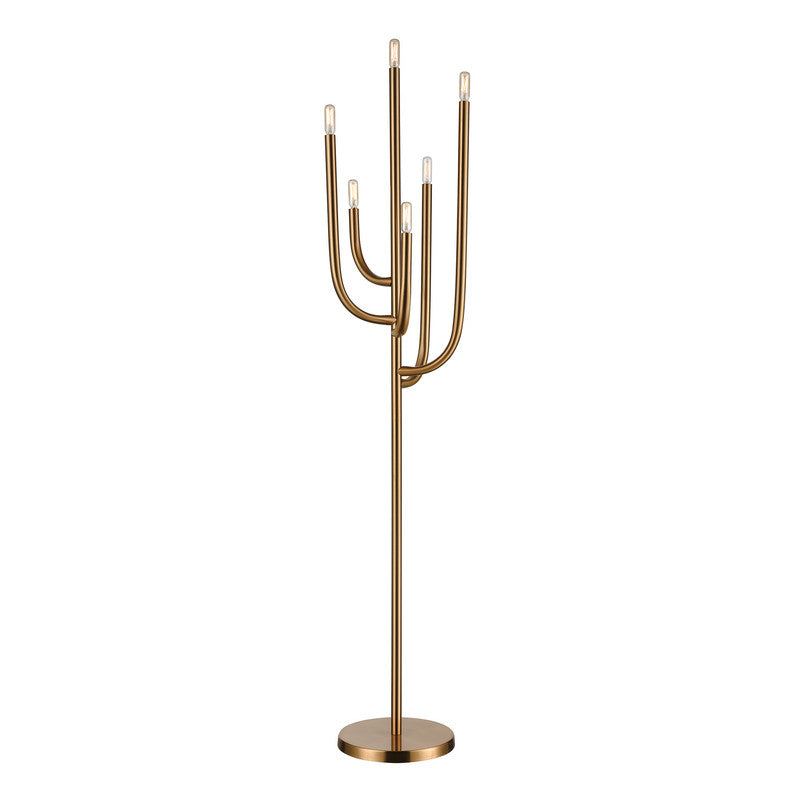 Leina 6-Light Floor Lamp - Aged Brass