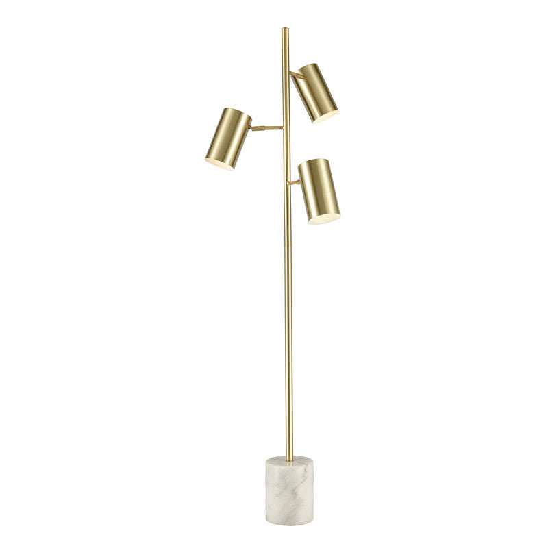 Igaracy Marble 3-Light Floor Lamp - Honey Brass