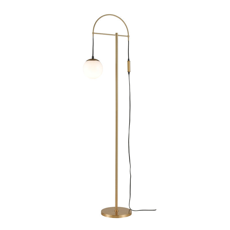 Sedgesoll LED Floor Lamp - Honey Brass/White Glass