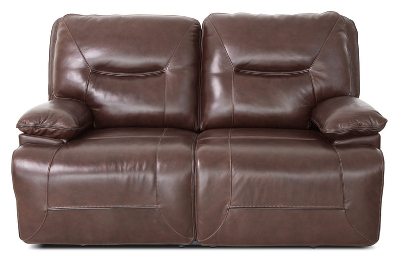 Vega Genuine Leather Power Reclining Loveseat - Burgundy