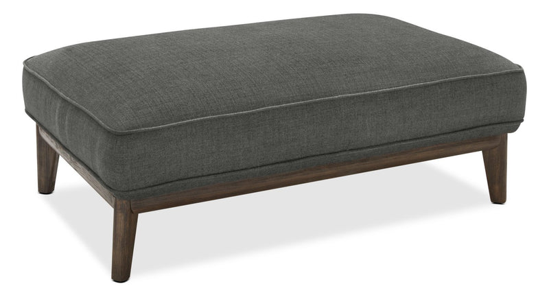 Galt Linen-Look Fabric Ottoman - Charcoal