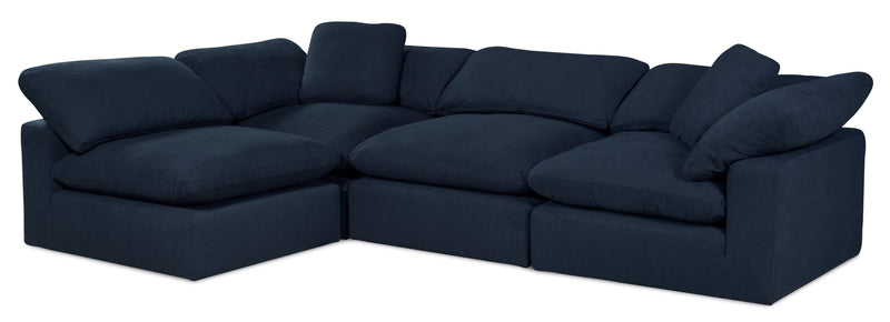 Dalyn 4-Piece Linen-Look Fabric Modular Sectional - Navy