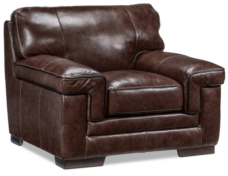 Colton Genuine Leather Chair - Coffee
