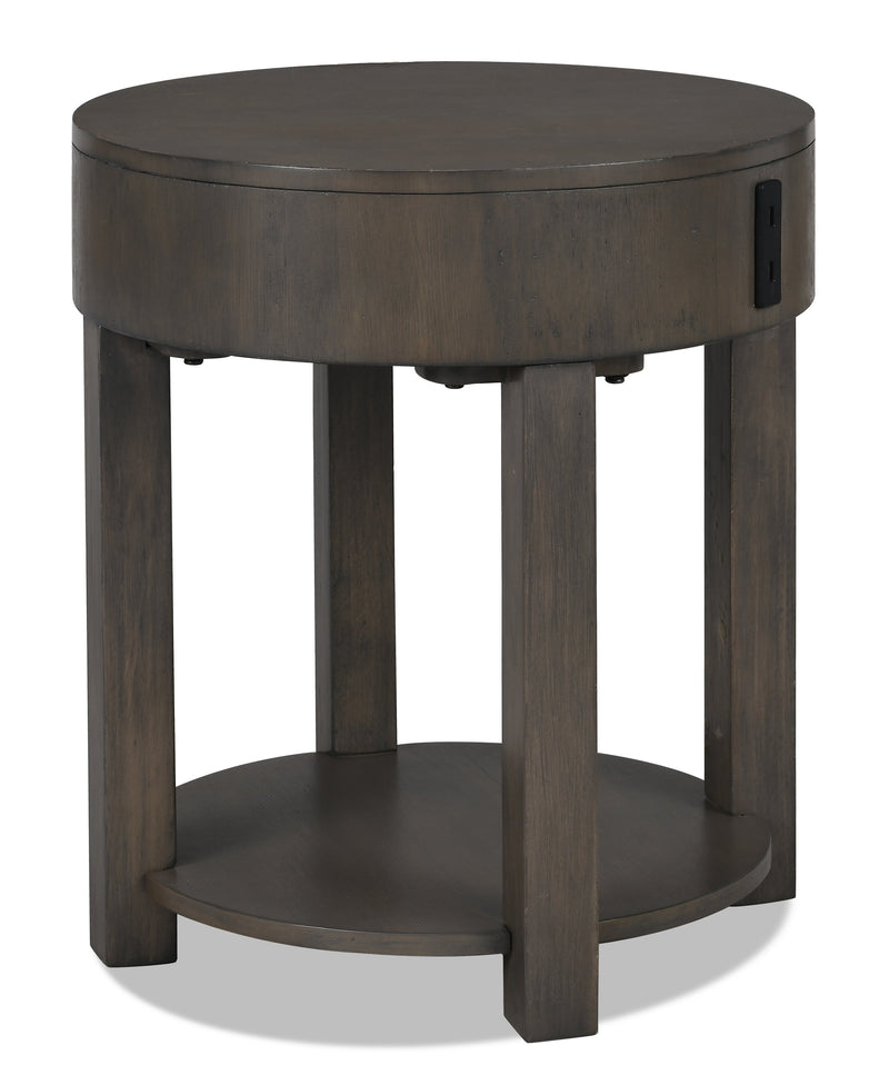 Elroy End Table with USB - Contemporary style End Table in Light brown Mango, Parawood