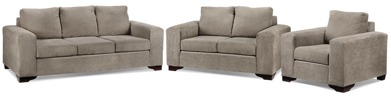 Knox Sofa, Loveseat and Chair Set - Pewter