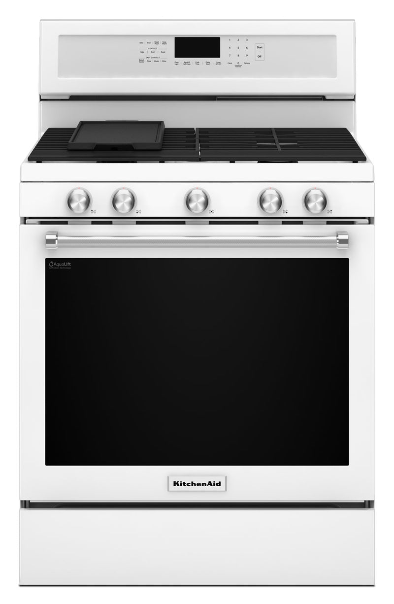 KitchenAid 5.8 Cu. Ft. Five-Burner Gas Convection Range- White