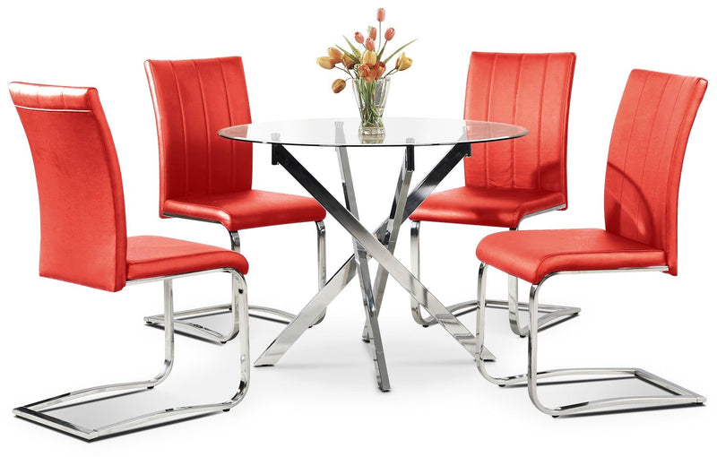 Graz 5-Piece Dining Set - Red