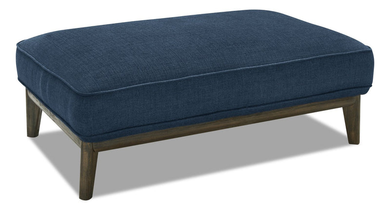 Galt Linen-Look Fabric Ottoman - Midnight