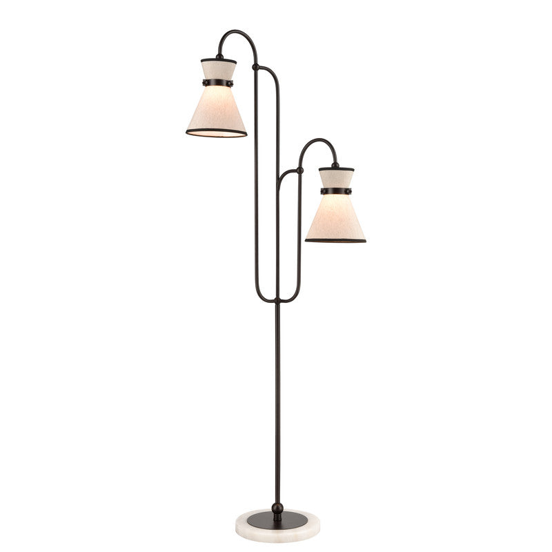 Juca Linen 2-Light Floor Lamp - Matte Black/Sand
