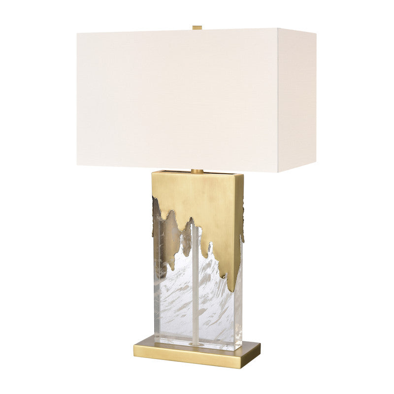 Arara Linen Crystal Table Lamp - White