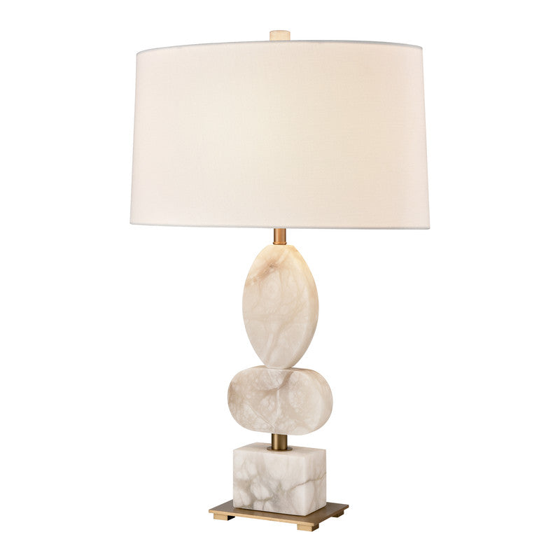 Petim Linen Marble Table Lamp - White