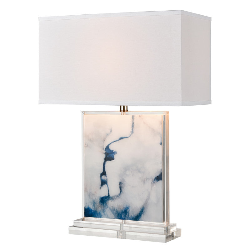 Iati Linen Table Lamp - Blue/White