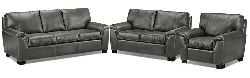 Campbell Sofa, Loveseat and Chair Set - Dark Grey