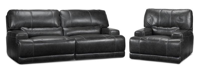 Tiernan Power Reclining Sofa and Recliner Set - Charcoal