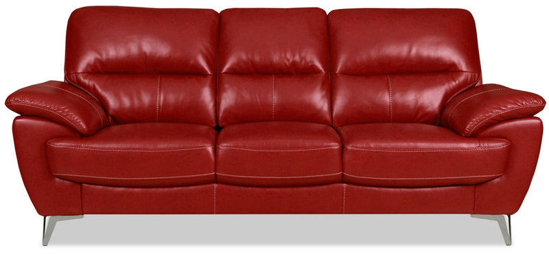 Protter Leather-Look Fabric Sofa - Red
