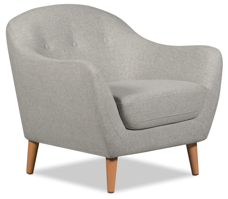 Mona Linen-Look Fabric Chair - Light Grey
