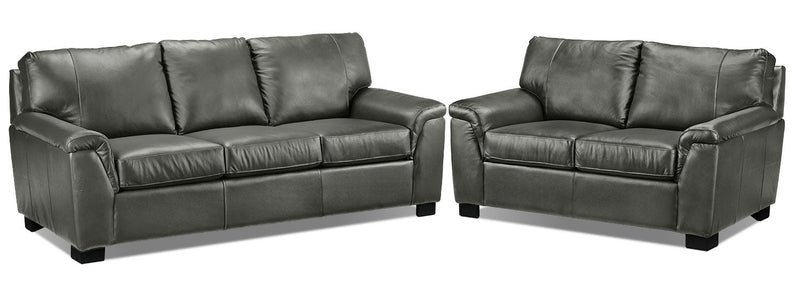 Campbell Sofa and Loveseat Set - Dark Grey