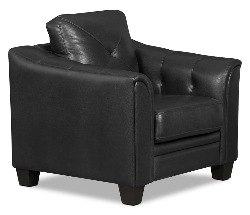 Henrick Leather-Look Fabric Chair - Black
