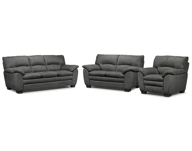 Maree Sofa, Loveseat and Chair Set - Charcoal