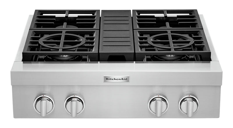 KitchenAid 30'' 4-Burner Commercial-Style Gas Range Top - KCGC500JSS