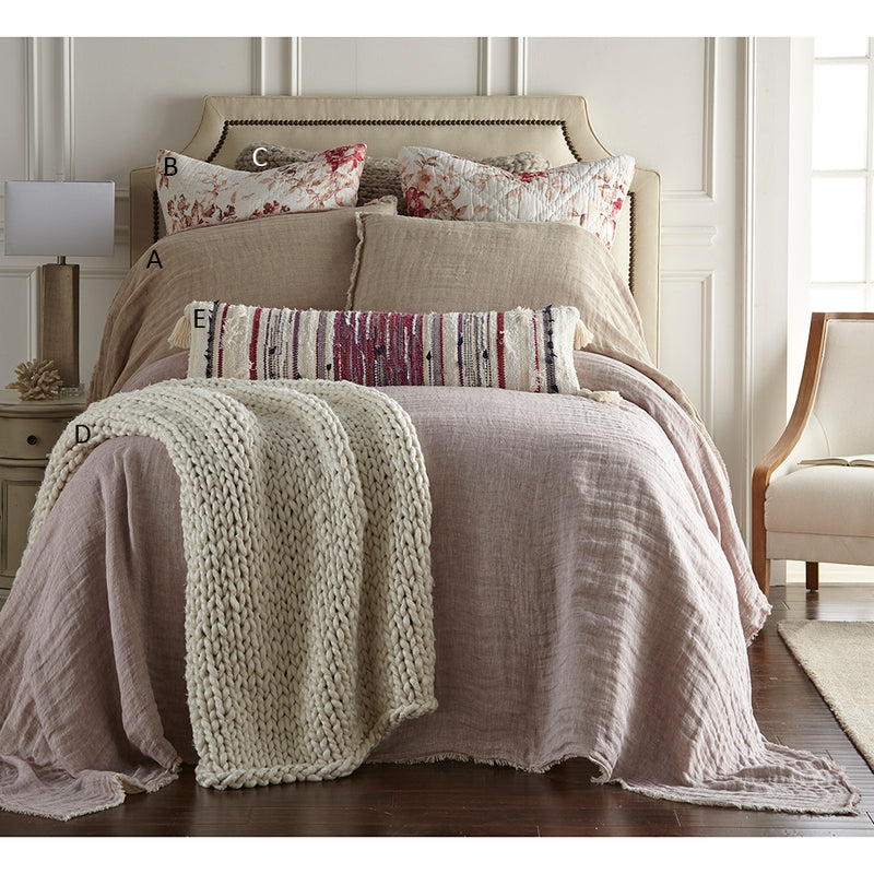 Rulles Linen Twin Coverlet - Lavender/Natural