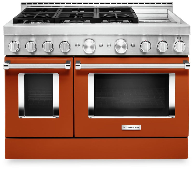 KitchenAid 48'' Smart Commercial-Style Dual Fuel Range with Griddle - KFDC558JSC