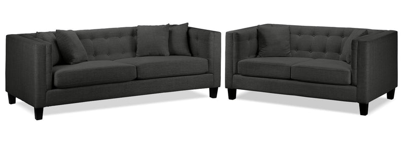 Arbor Sofa and Loveseat Set - Dark Grey