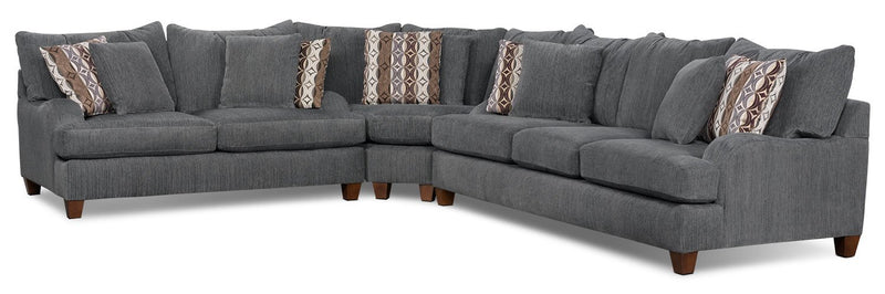 Preesall 3-Piece Chenille Sectional - Grey
