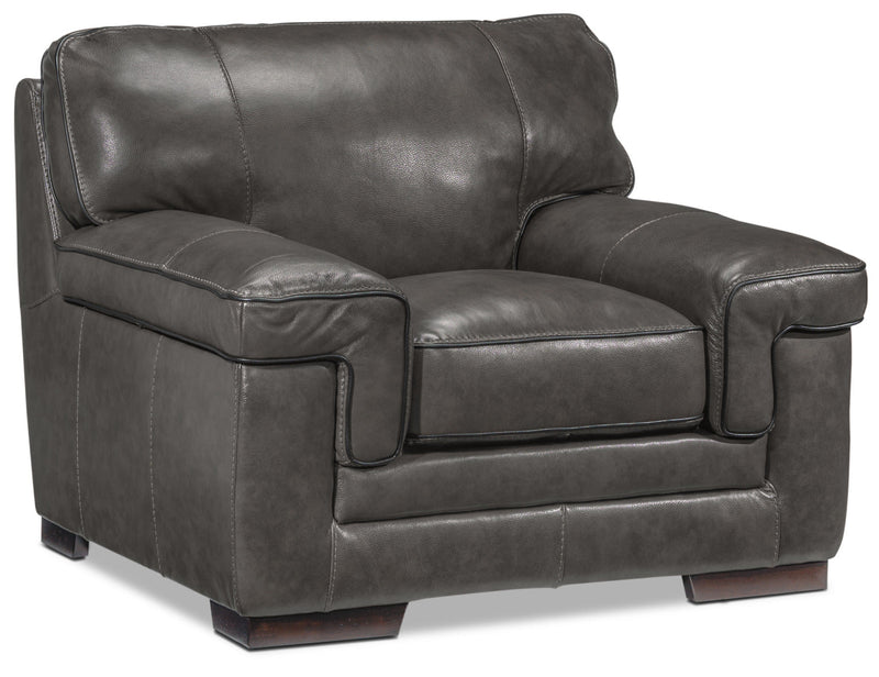 Colton Genuine Leather Chair - Charcoal