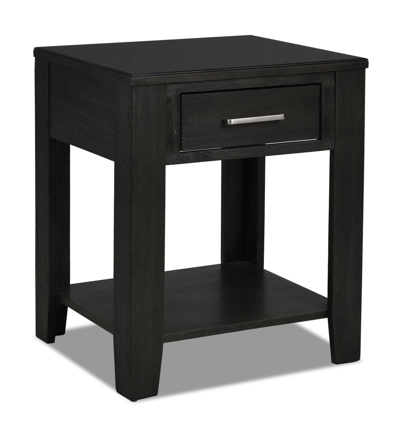 Landon End Table with USB Port - Contemporary style End Table in Grey Medium Density Fibreboard (MDF), Pine