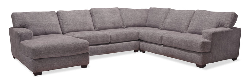 Carly 4-Piece Chenille Left-Facing Sectional - Dove Grey