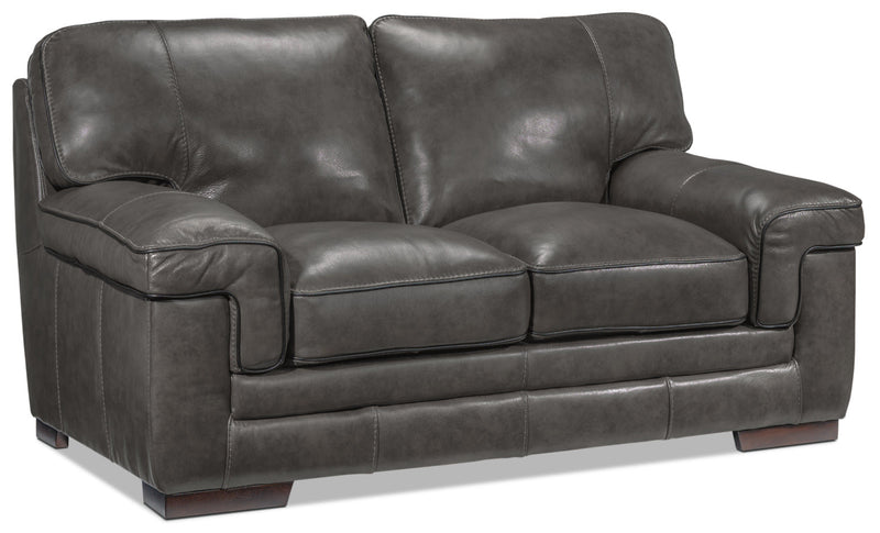 Colton Genuine Leather Loveseat - Charcoal