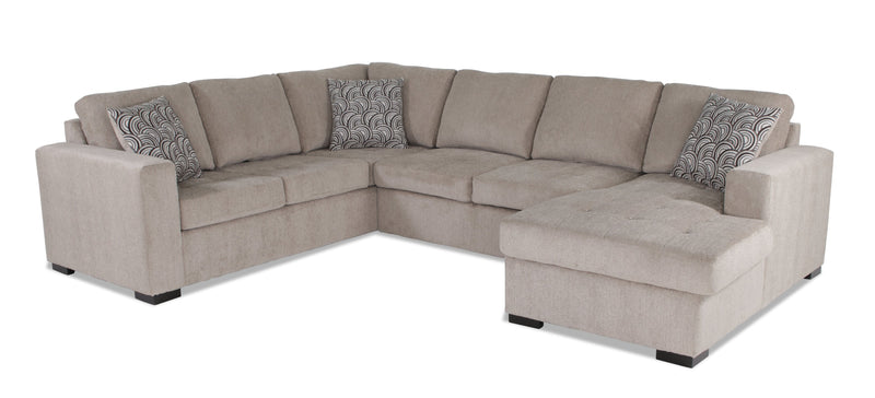 Tales 3-Piece Right-Facing Chenille Sleeper Sectional Sofa - Platinum