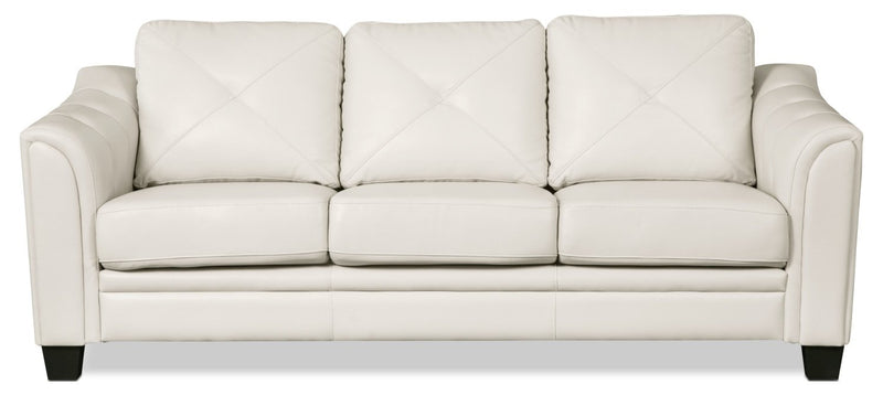 Henrick Leather-Look Fabric Sofa - Beige