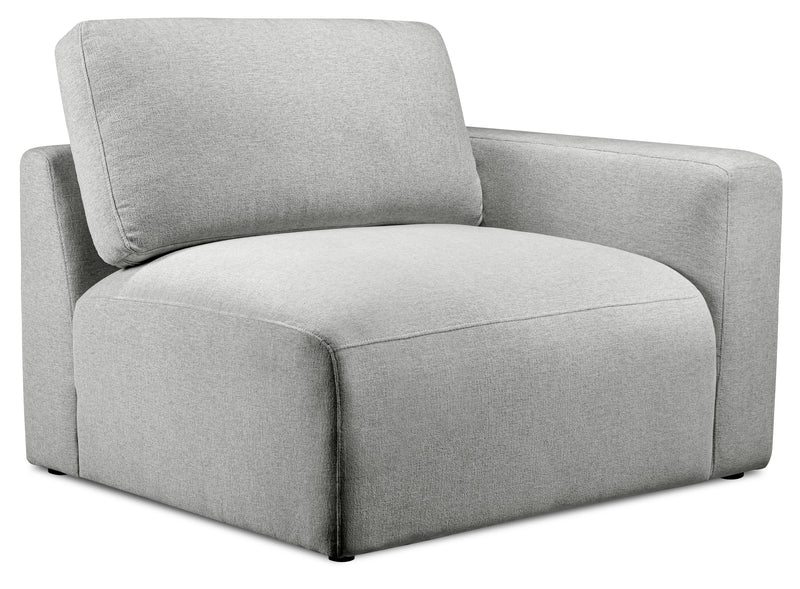 Bassett Chenille Right-Facing Chair - Light Grey